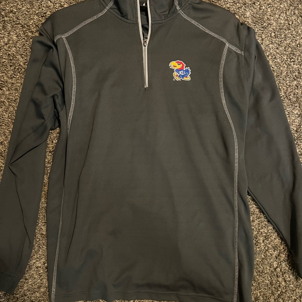 Charcoal gray Kansas Jayhawks Quarter-Zip Pullover